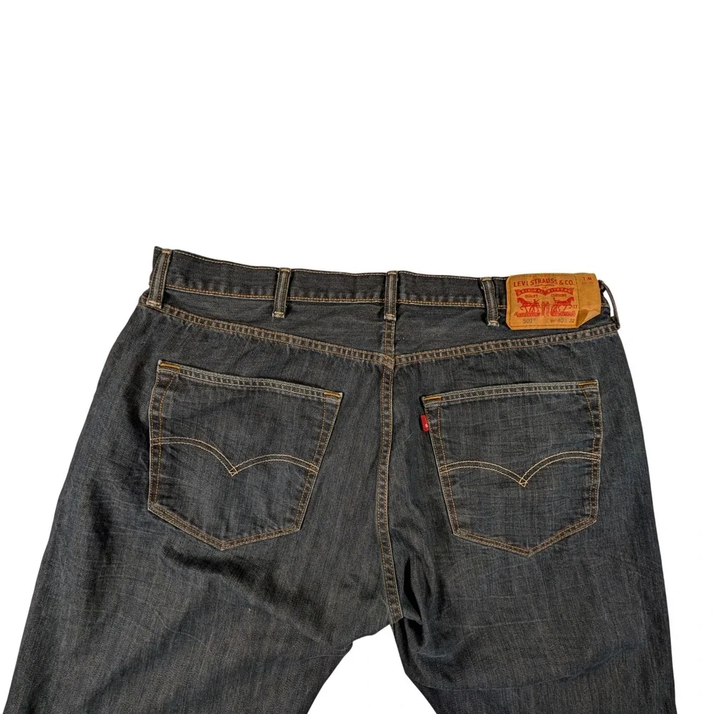 Levis 501 Original Fit Mens Dark Wash Indigo Button Fly Jeans 40x31 501-0444⬇️